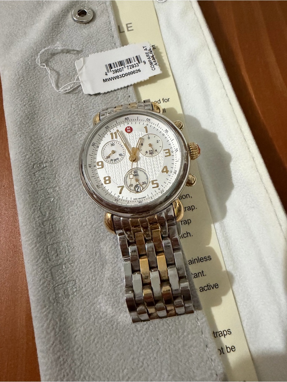 Michele Two-Tone Silver and Gold Chronograph Watch - Picture 3 of 7